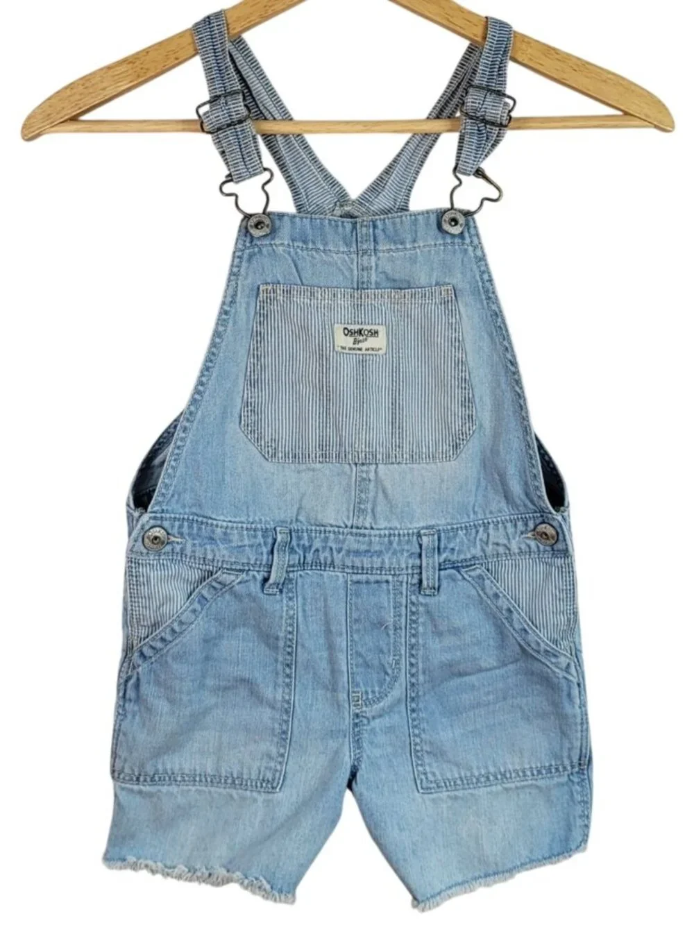 OshKosh B'gosh Girls Shortalls Blue Size 7 Cutoffs Pocket Vestbak Overall Shorts